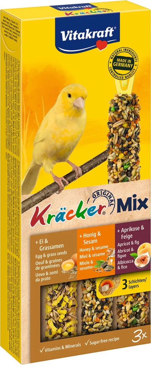 Vitakraft Kräcker Trio Mix - Honing, Ei & Fruit - 3 Stuks - afbeelding 6 van 6