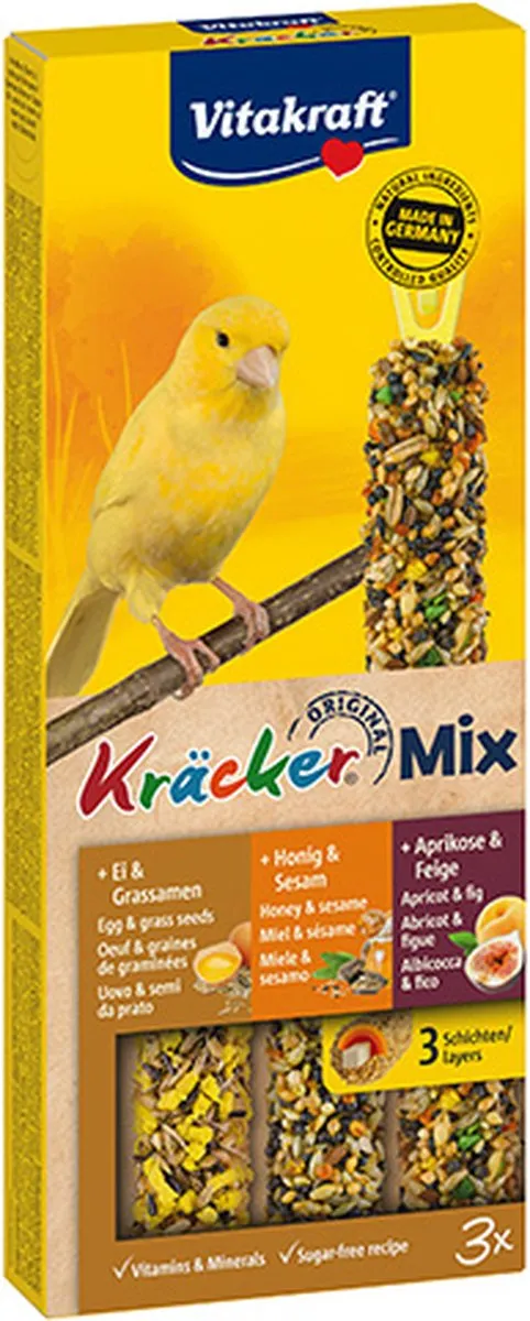 Vitakraft Kräcker Trio Mix - Honing, Ei & Fruit - 3 Stuks