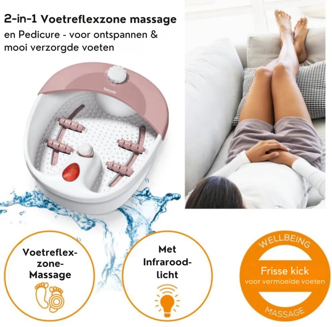 Beurer FB 20 Elektrisch Voetenbad - 120W - 2 Instellingen - Wit/Roze