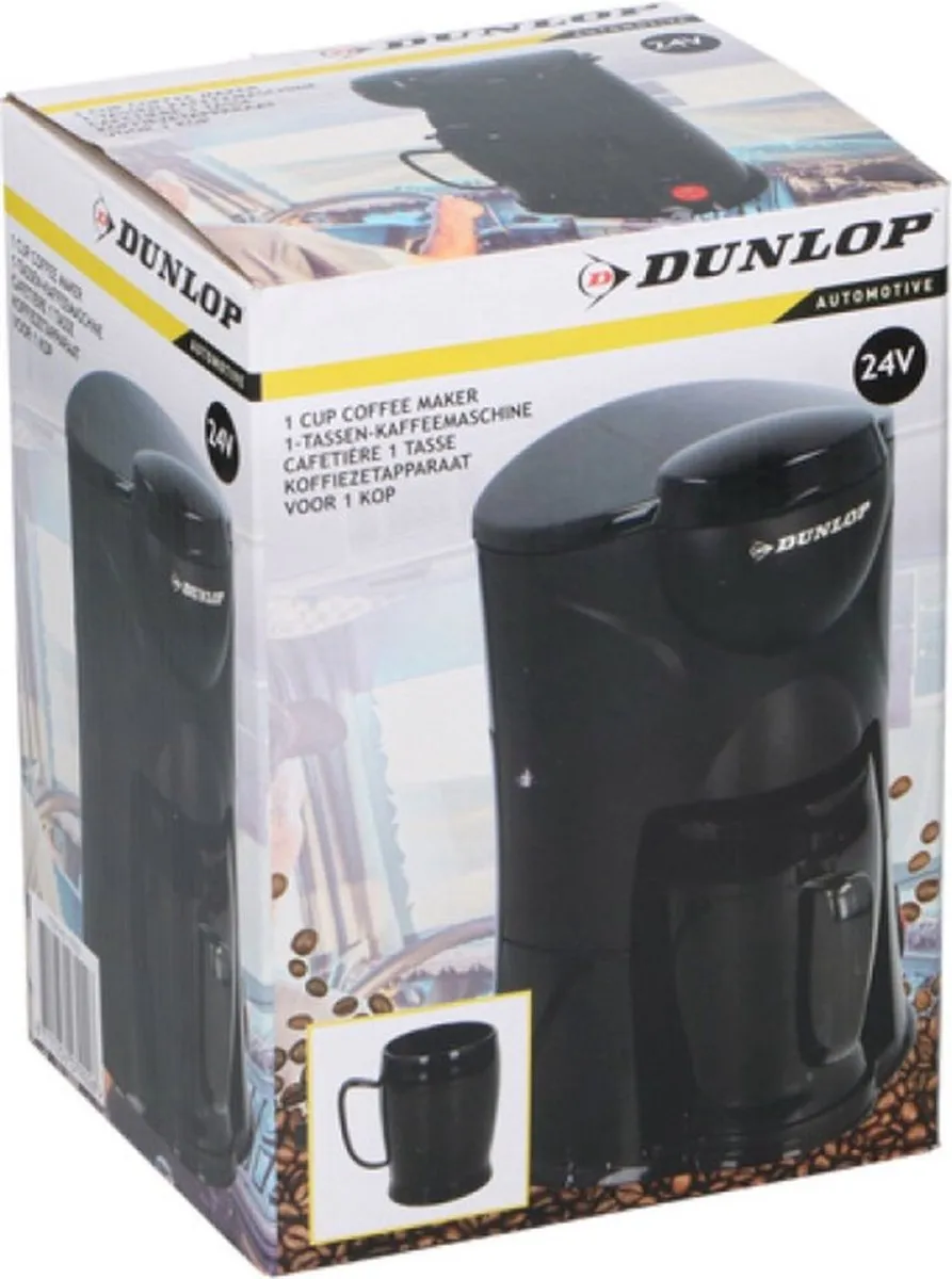 Dunlop 24V Siggarettenaansluiting Koffiezetapparaat 1 Kop - 300ml - Zwart