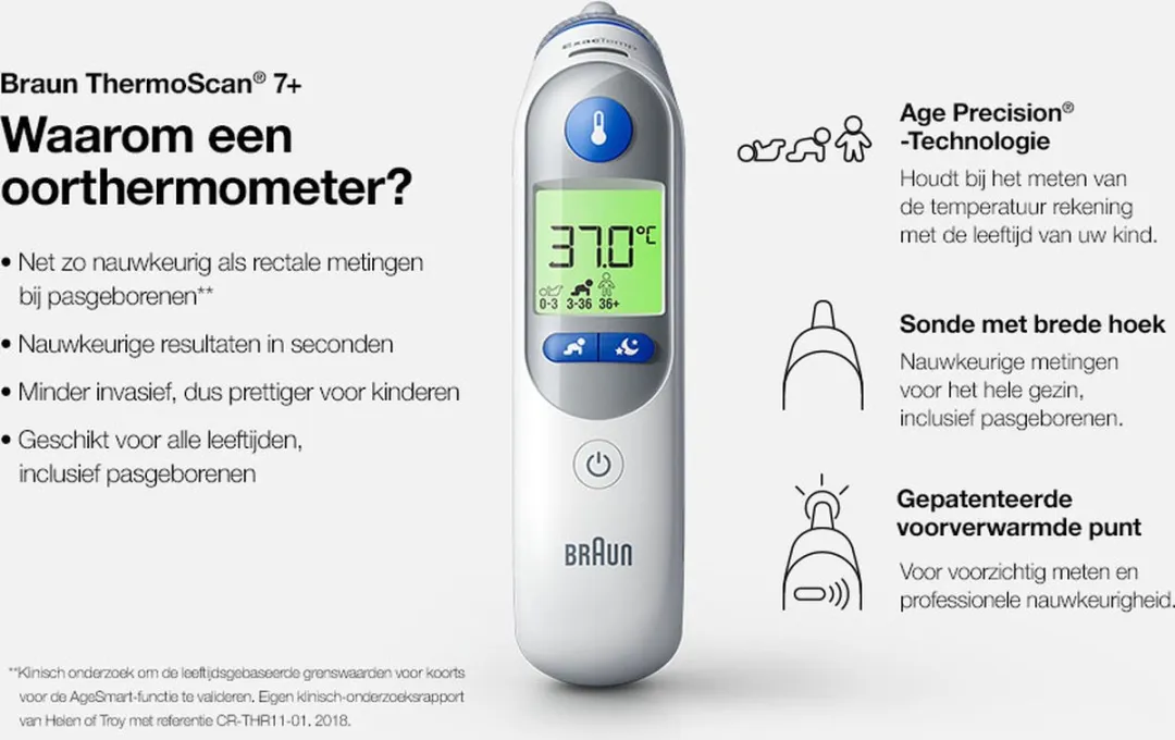 Braun Thermoscan 7+ Oorthermometer - Wit