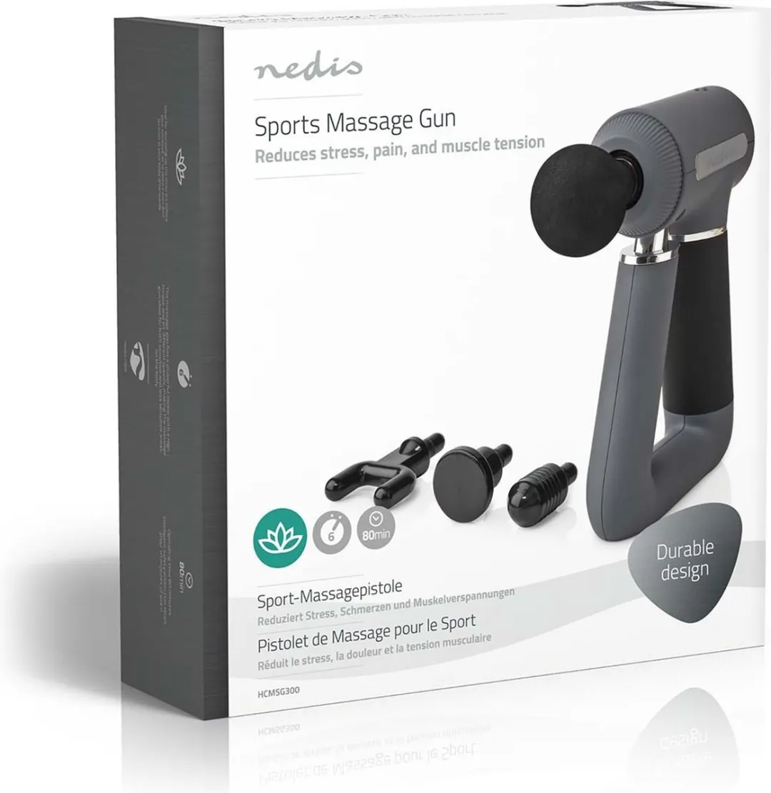 Nedis HCMSG300 Sportmassagepistool - 6 standen - Grijs