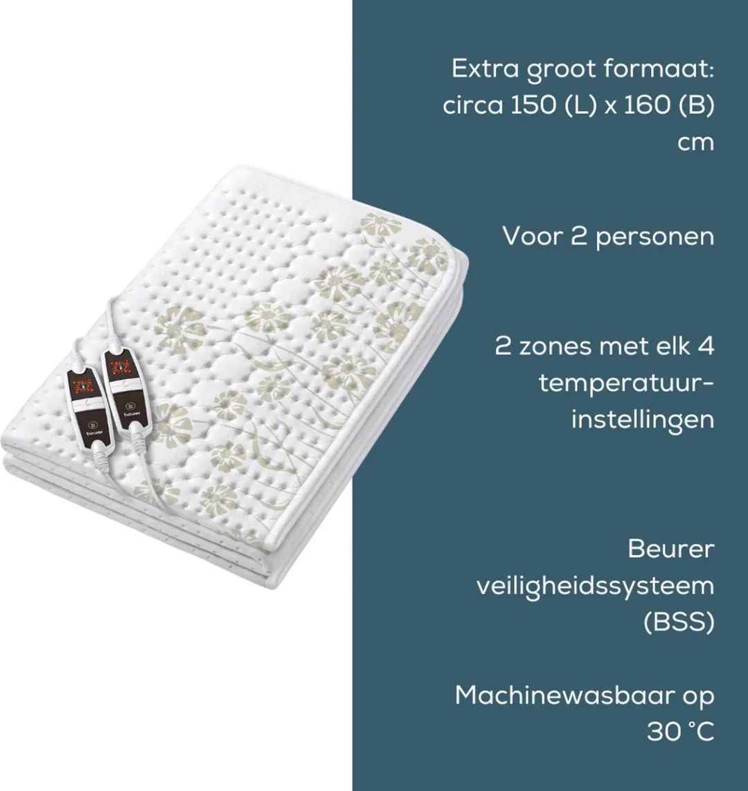 Beurer UB 31805 Elektrische Onderdeken 2 Persoons - 150x160cm - Wit