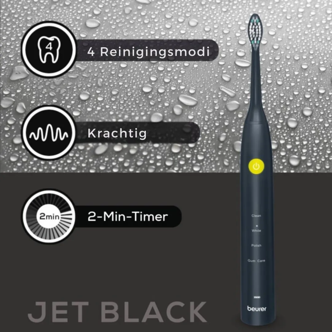 Beurer SC 30 Jet Black Sonische Tandenborstel - 4 standen - 80.000 bewegingen/min - 2 borstels