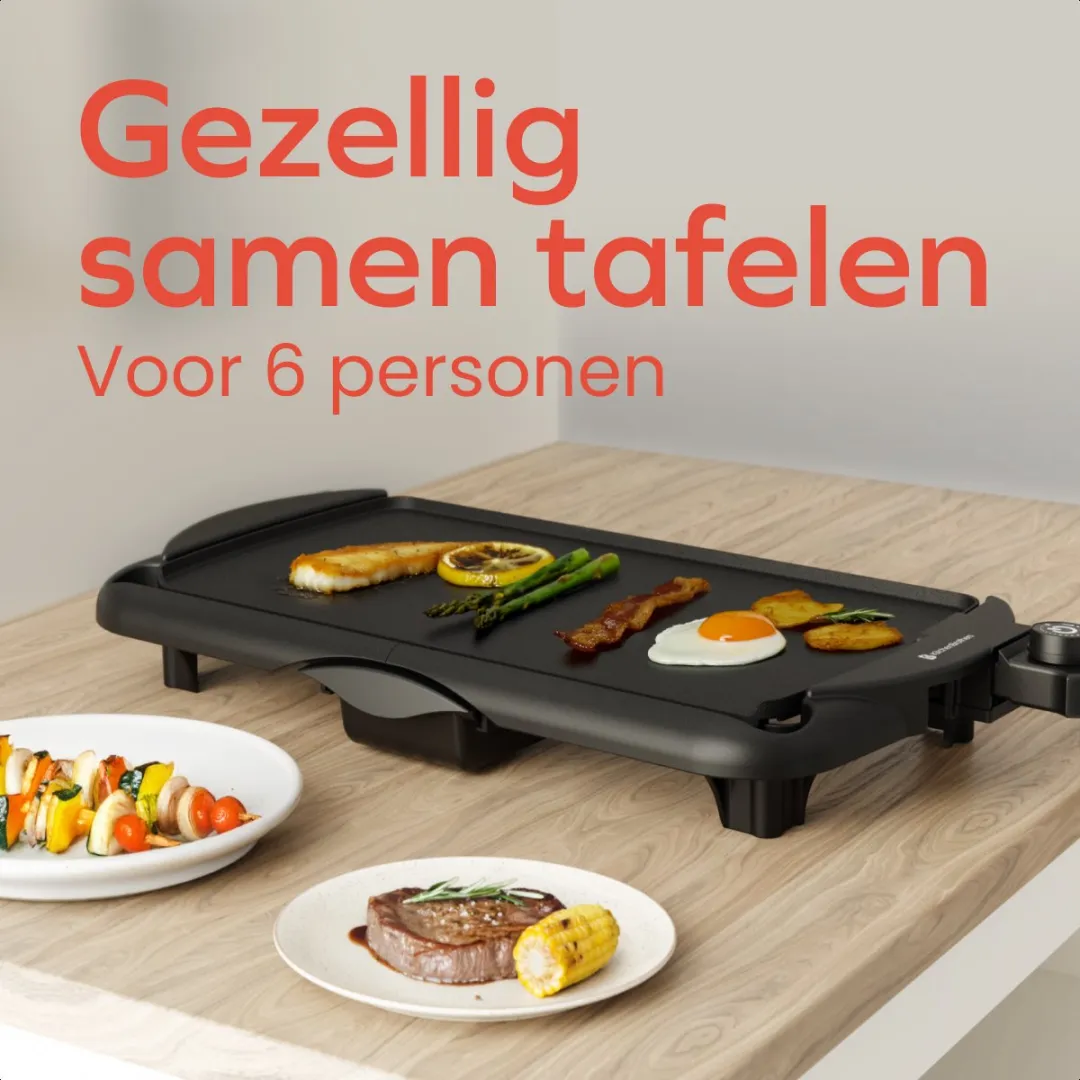 KitchenBrothers KB704 Elektrische Grillplaat - 2000W - 2 Platen - Zwart