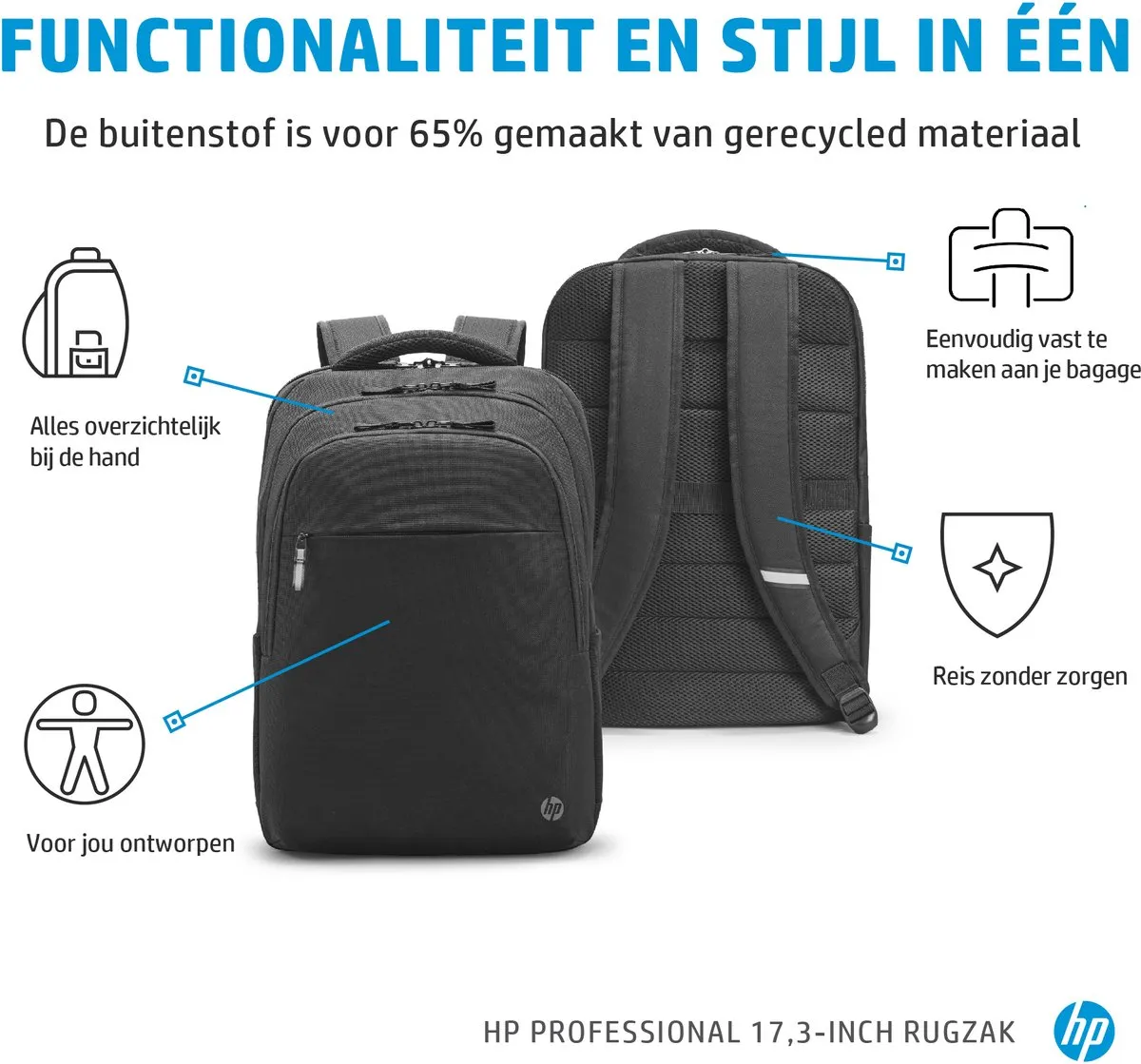 HP Renew Business Topload Laptoptas 17.3" - 10 Vakken - Zwart