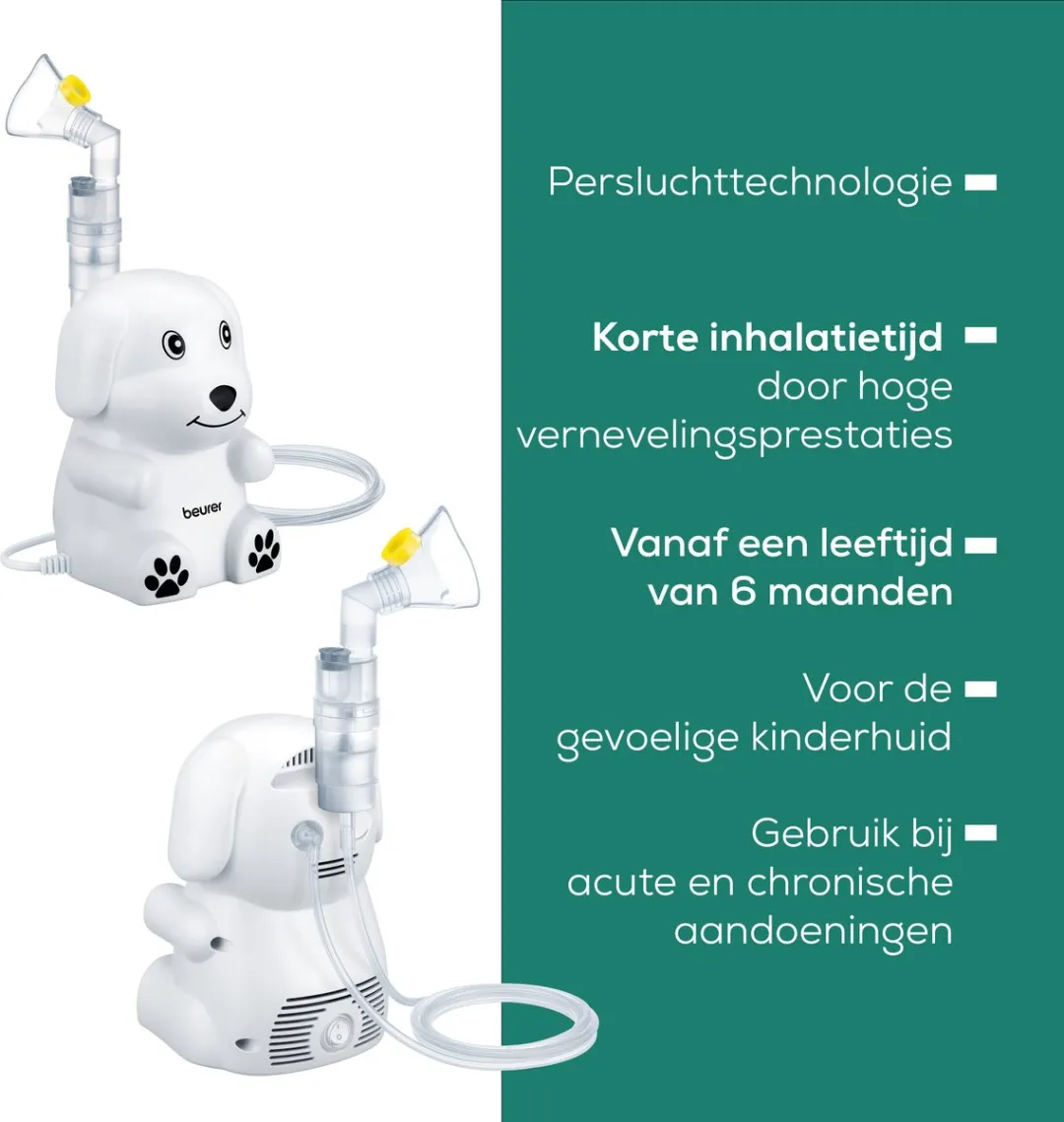 Beurer IH 24 Kids Aerosoltoestel - Vernevelaar - 8ml - Incl. masker & accessoires