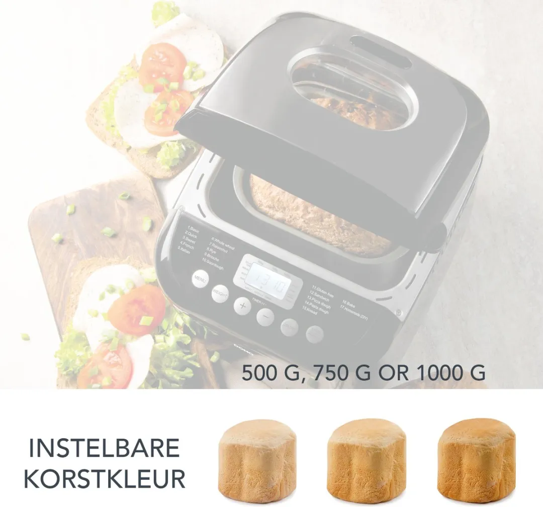 Domo B3978 Broodbakmachine 17 Programma's 1000g - Zwart - afbeelding 4 van 6