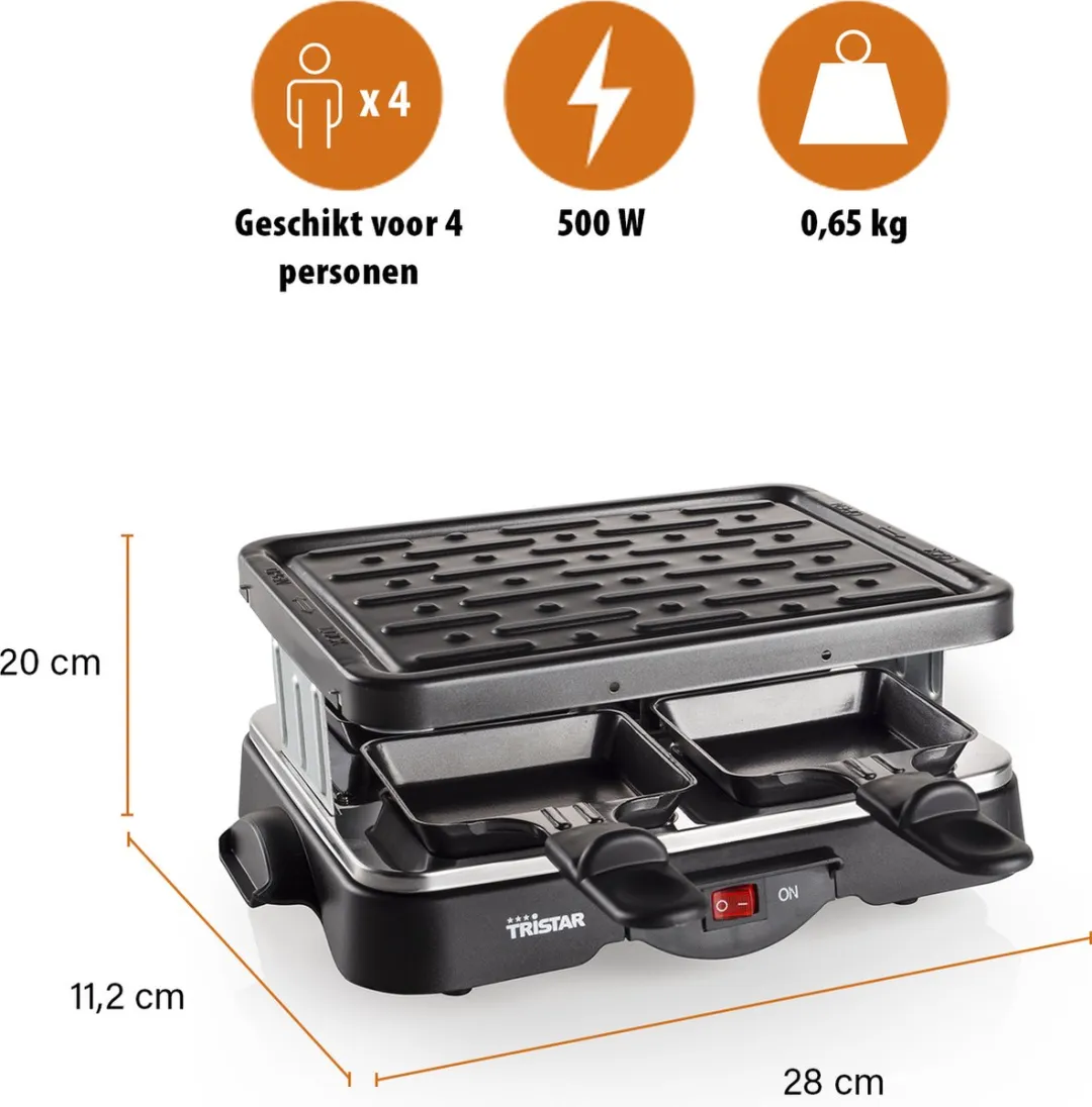 Tristar Gourmetset RA-2949 - 500W - 4 Personen - Zwart