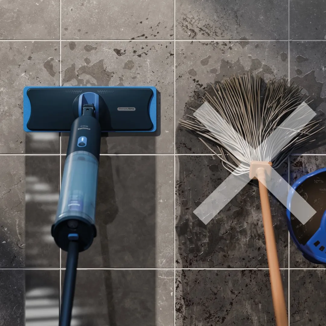 Philips OneUp XV3101/11 Elektrische Dweil - Blauw