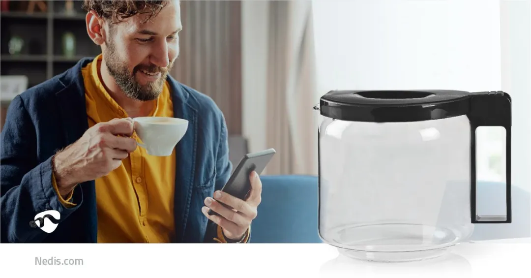 Nedis Glazen Koffiekan KACM003CP - 1,25L - Zwart
