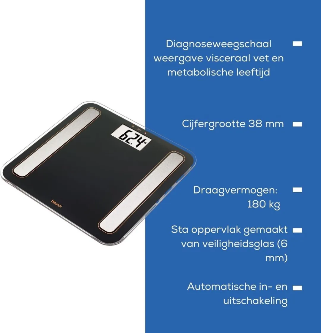 Beurer BF 183 Personenweegschaal - Lichaamsanalyse - 180kg - 10 Profielen - Zwart