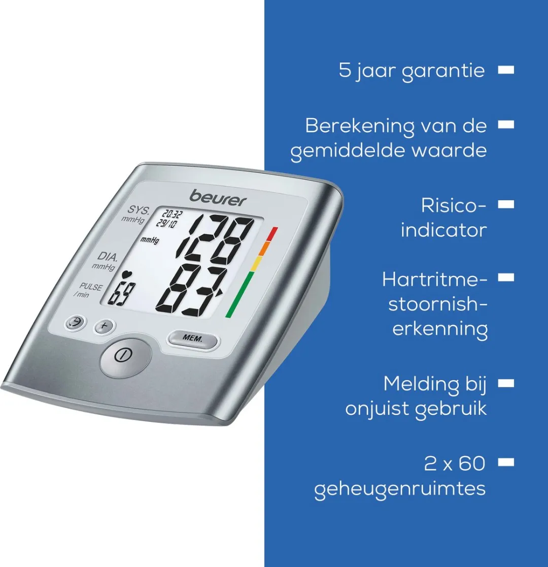 Beurer BM 35 Bloeddrukmeter Bovenarm - 2 Gebruikers - 120 Metingen - afbeelding 6 van 6