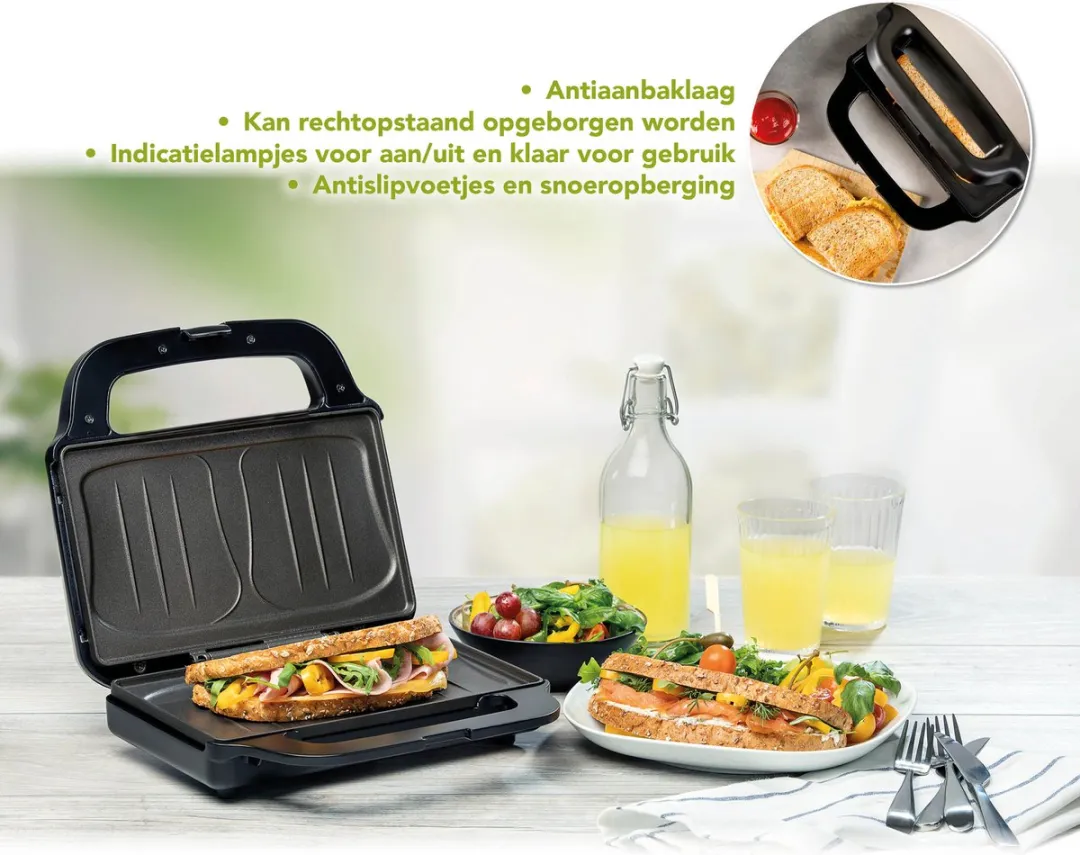 Domo DO9195C Big Croque XL Tostiapparaat - 900W - Zwart