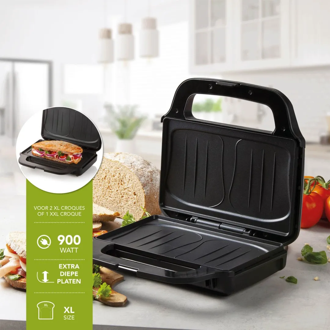 Domo DO9195C Big Croque XL Tostiapparaat - 900W - Zwart