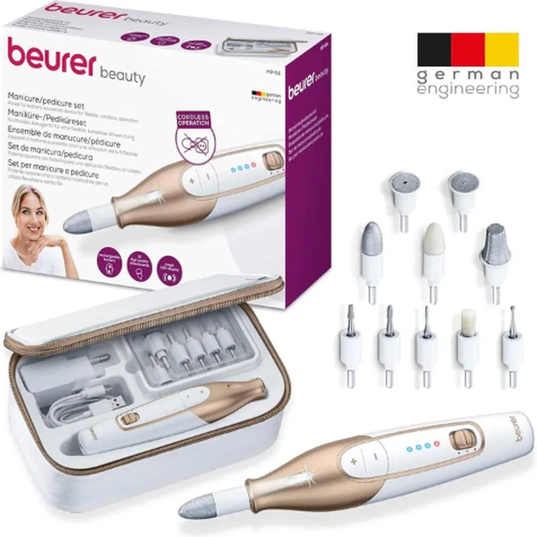 Beurer Deluxe Nagelfrees MP 64 - Accu - 10 Opzetstukken - Wit & Goud