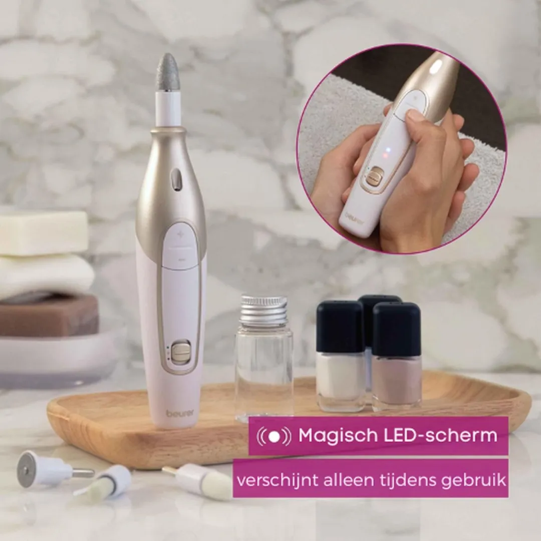 Beurer Deluxe Nagelfrees MP 64 - Accu - 10 Opzetstukken - Wit & Goud