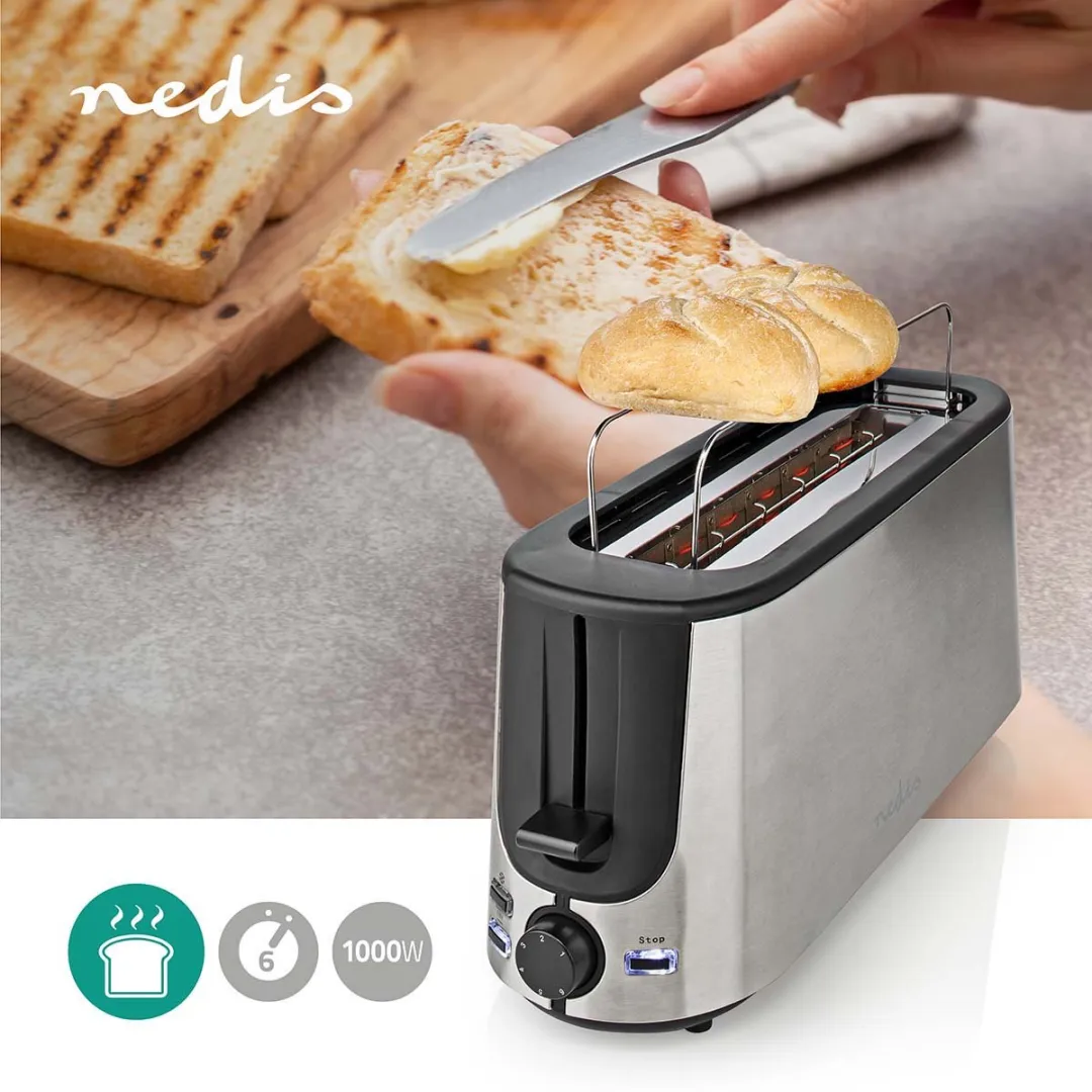 Nedis Broodrooster KABT310EAL 2 Sandwiches - 1000W - Aluminium - afbeelding 6 van 6