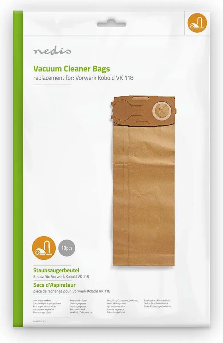Nedis Stofzuigerzak DUBG112VOR10 - 10 Stuks - Papier - Bruin