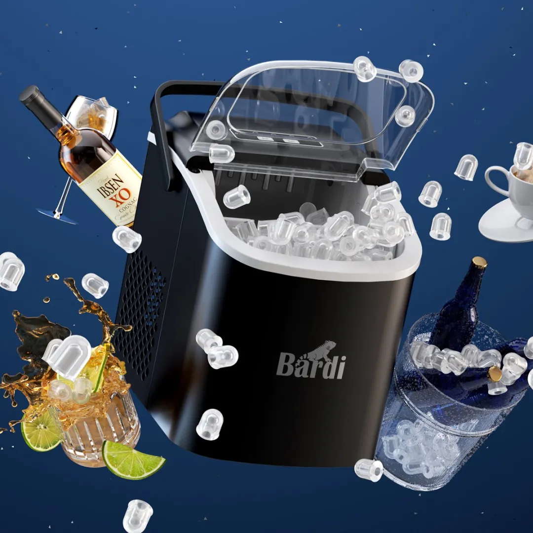 Bardi Deluxe IJsblokjesmachine Set 1,2L - 100W - Zwart/Grijs