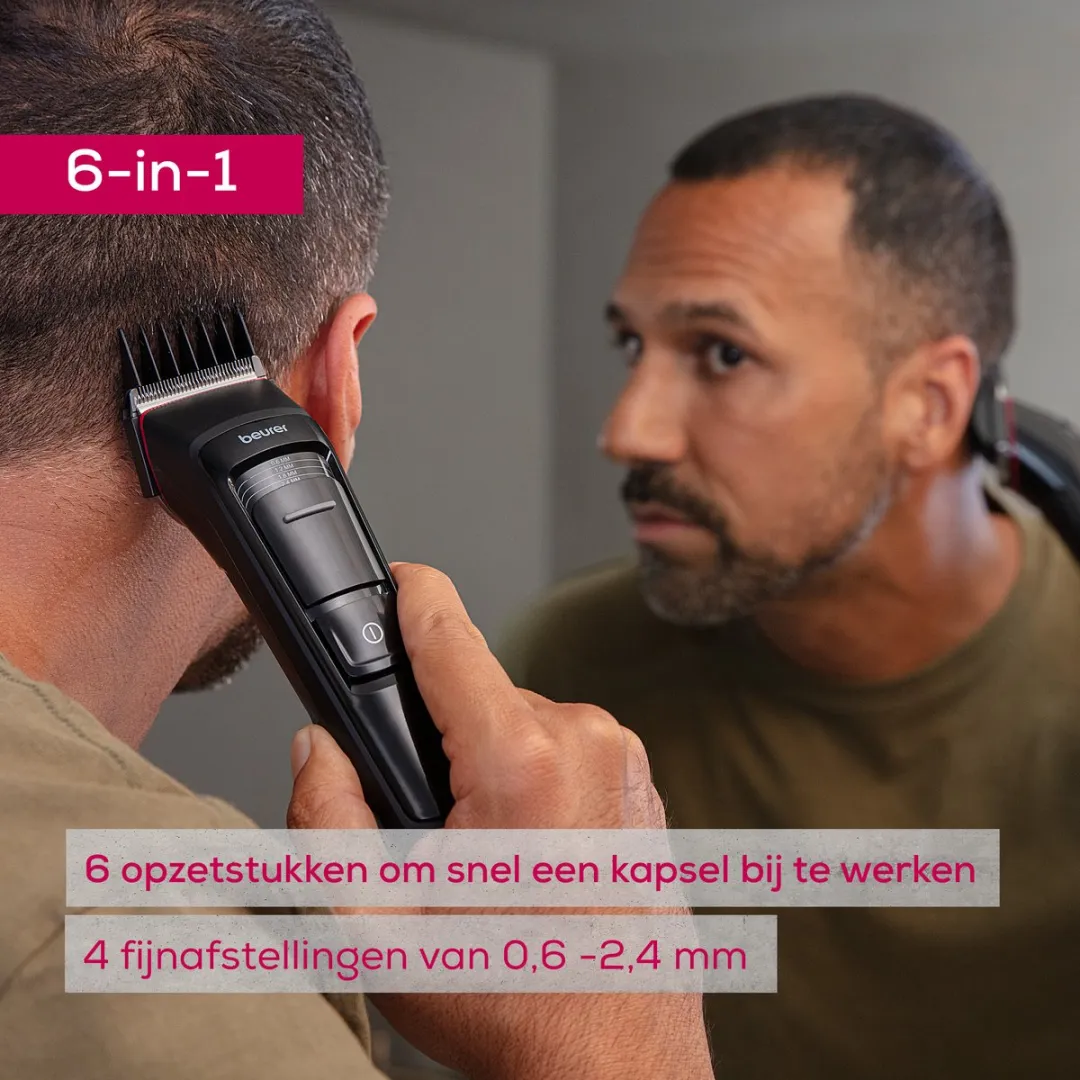 Beurer MN5X Tondeuse - 6 Opzetkammen 3-25mm - Zwart