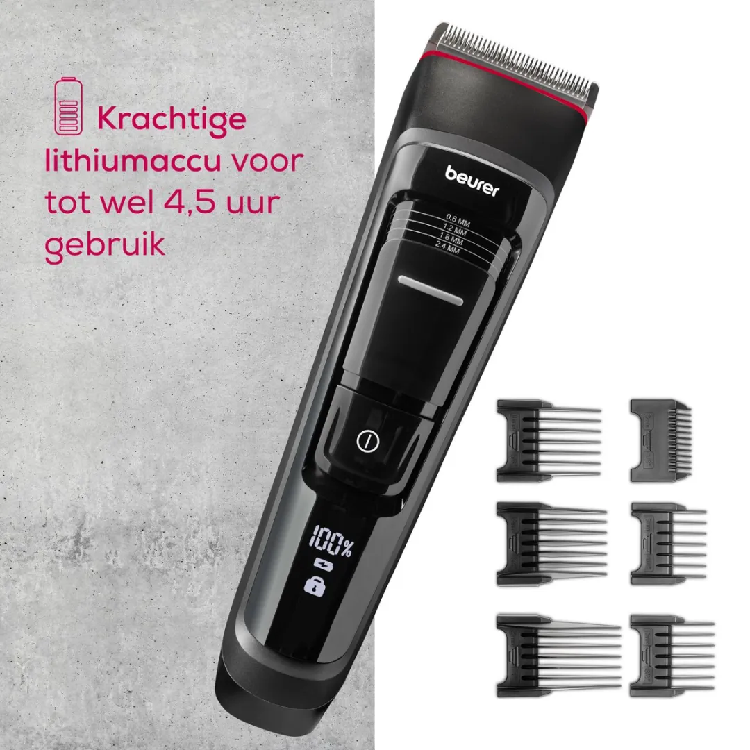 Beurer MN5X Tondeuse - 6 Opzetkammen 3-25mm - Zwart