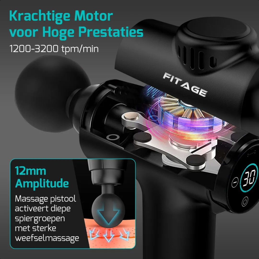 FITAGE Massage Gun Mini - Professioneel Massage Apparaat - Massageapparaat Massagegun - Massage Pistool - Zwart