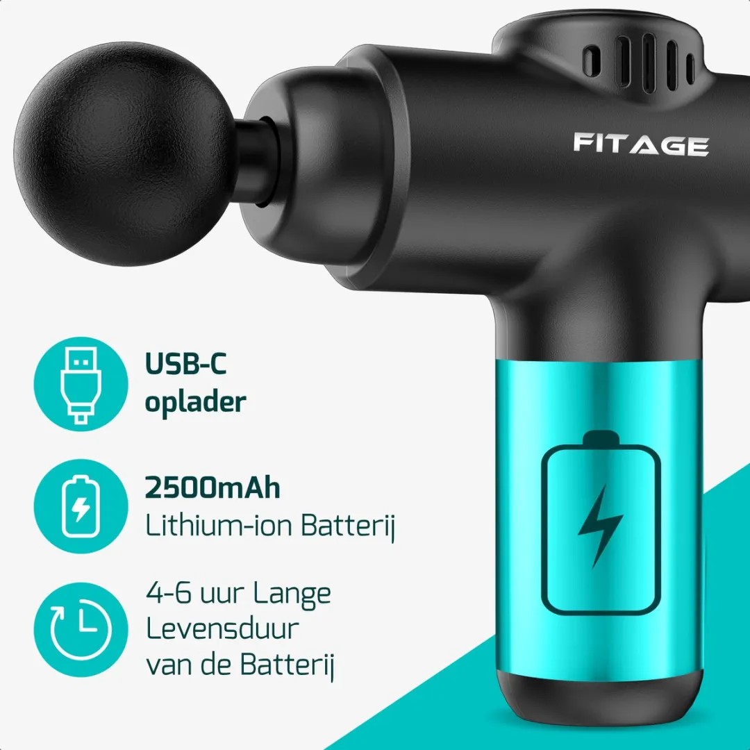 FITAGE Massage Gun Mini - Professioneel Massage Apparaat - Massageapparaat Massagegun - Massage Pistool - Zwart