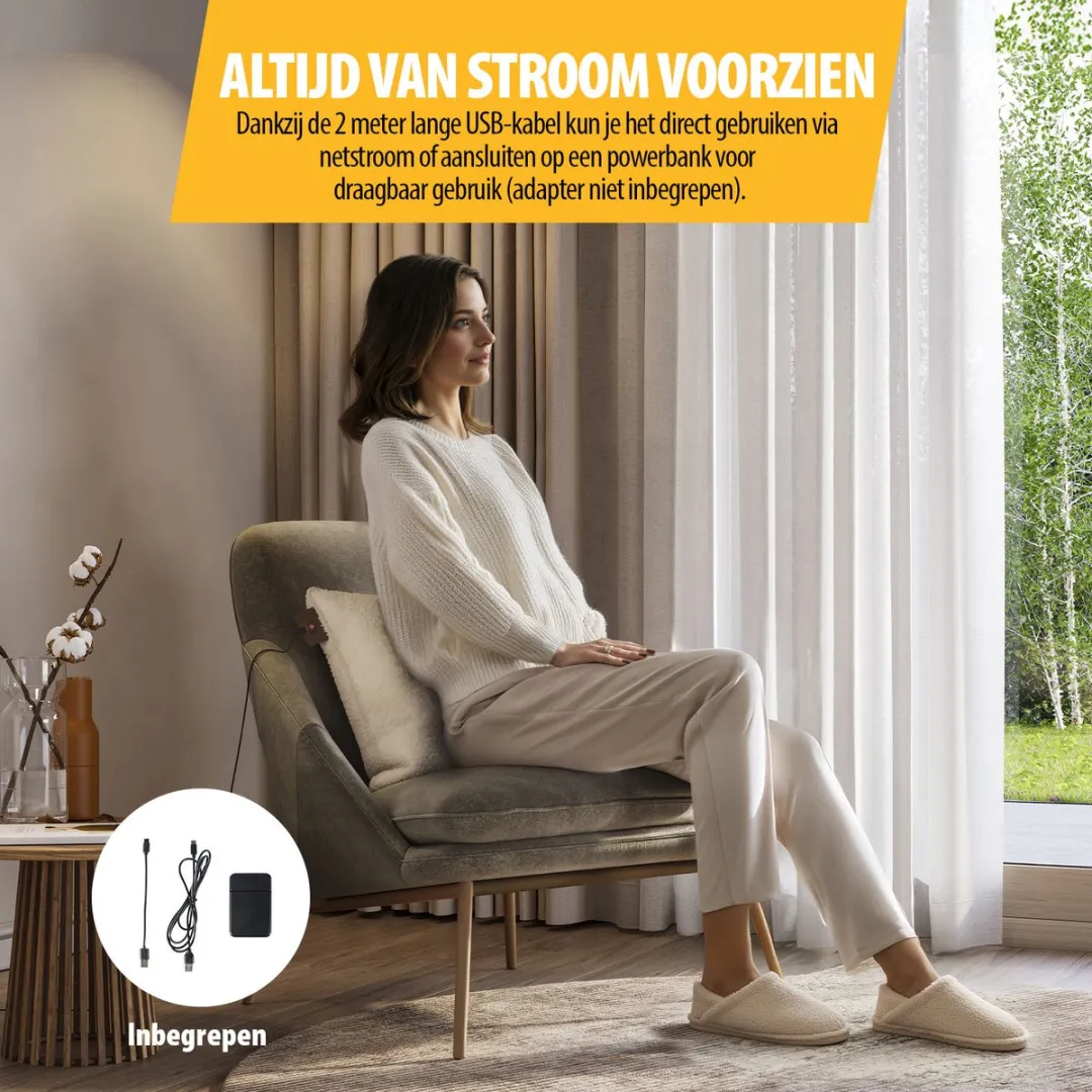 Tristar BW-4791 Draadloos Warmtekussen 45x45cm - 3 Standen - Beige