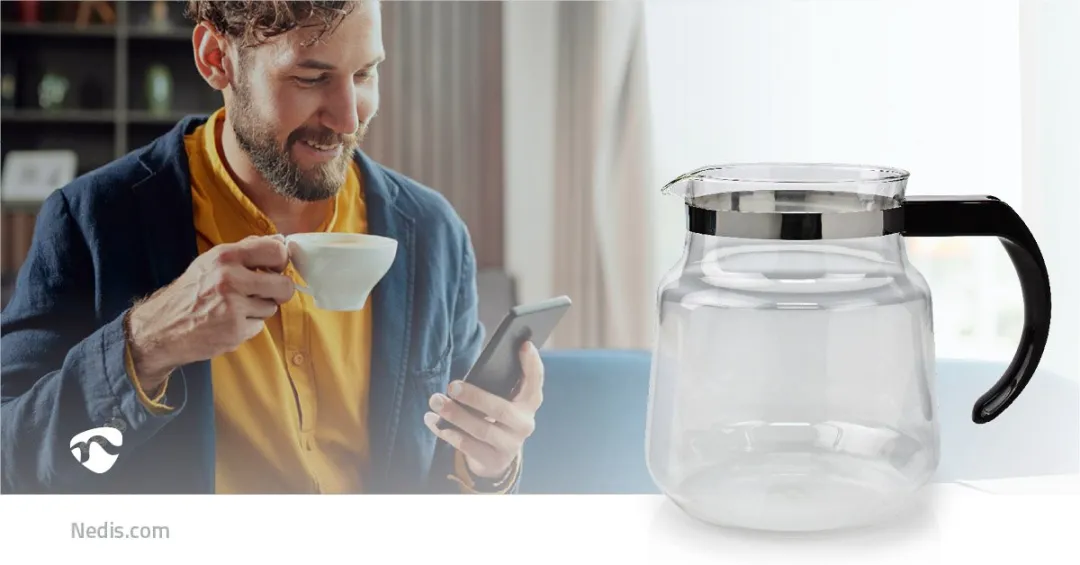 Nedis Glazen Koffiekan KACM100CPBK - 1,2L - Zwart - afbeelding 6 van 6