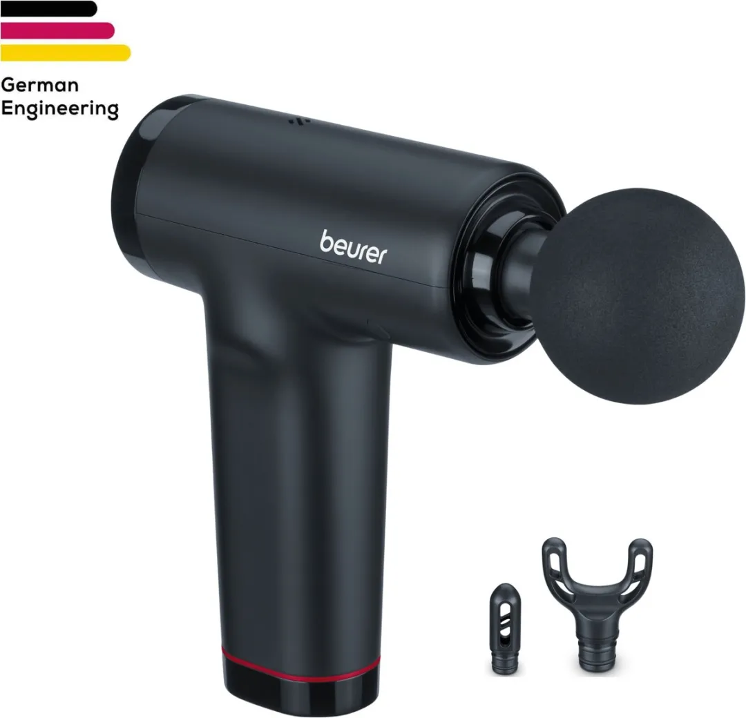 Beurer MG 89 CompactPower Professionele Massage Gun – Diepe Spiermassage – 10 mm Slagdiepte – 5 Snelheden – 3 Opzetstukken – USB-C – Stil – Spierherstel & Ontspanning – 3 Jaar Garantie