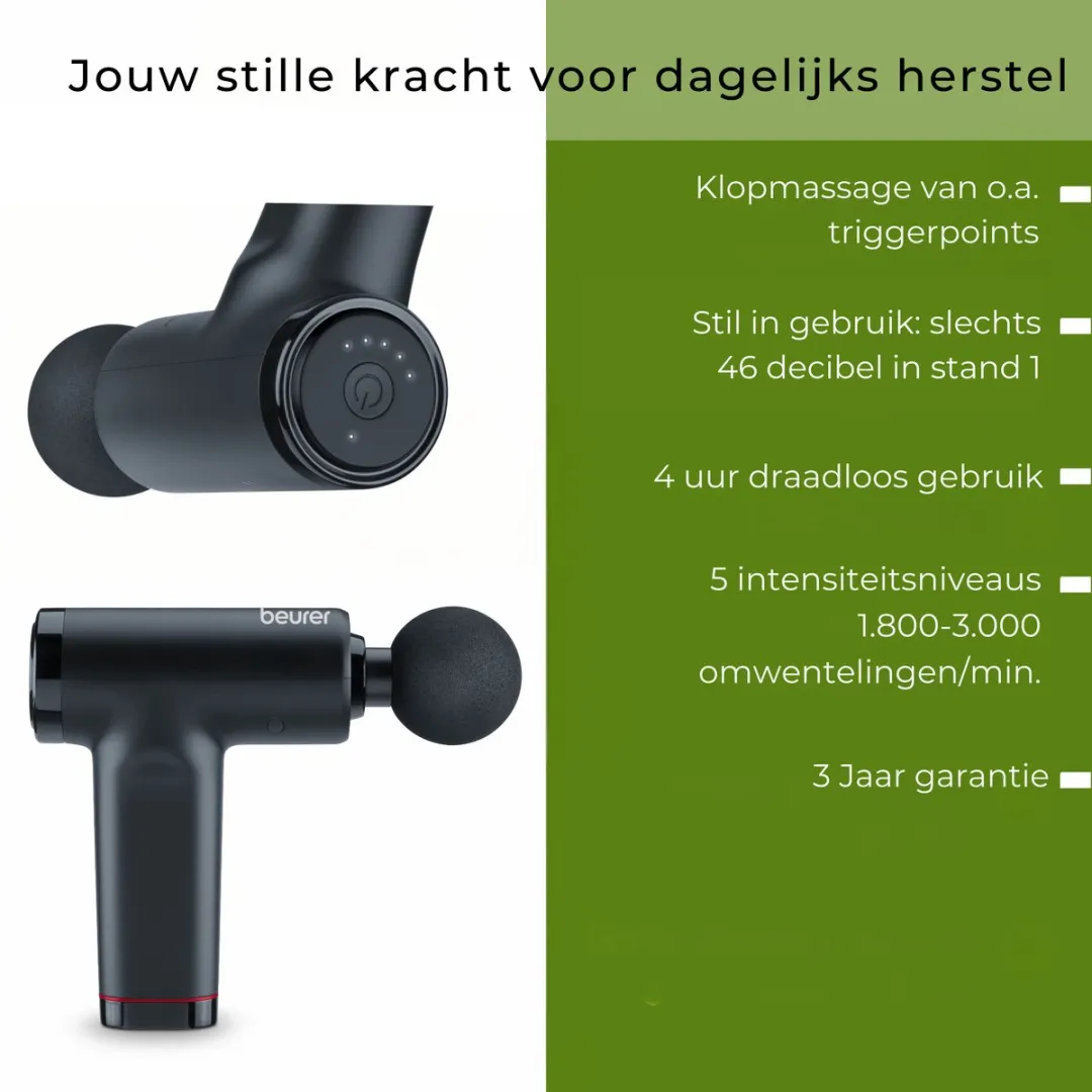 Beurer MG 89 CompactPower Massagepistool - 10mm Slagdiepte - 5 Snelheden - 3 Stuks - afbeelding 6 van 6