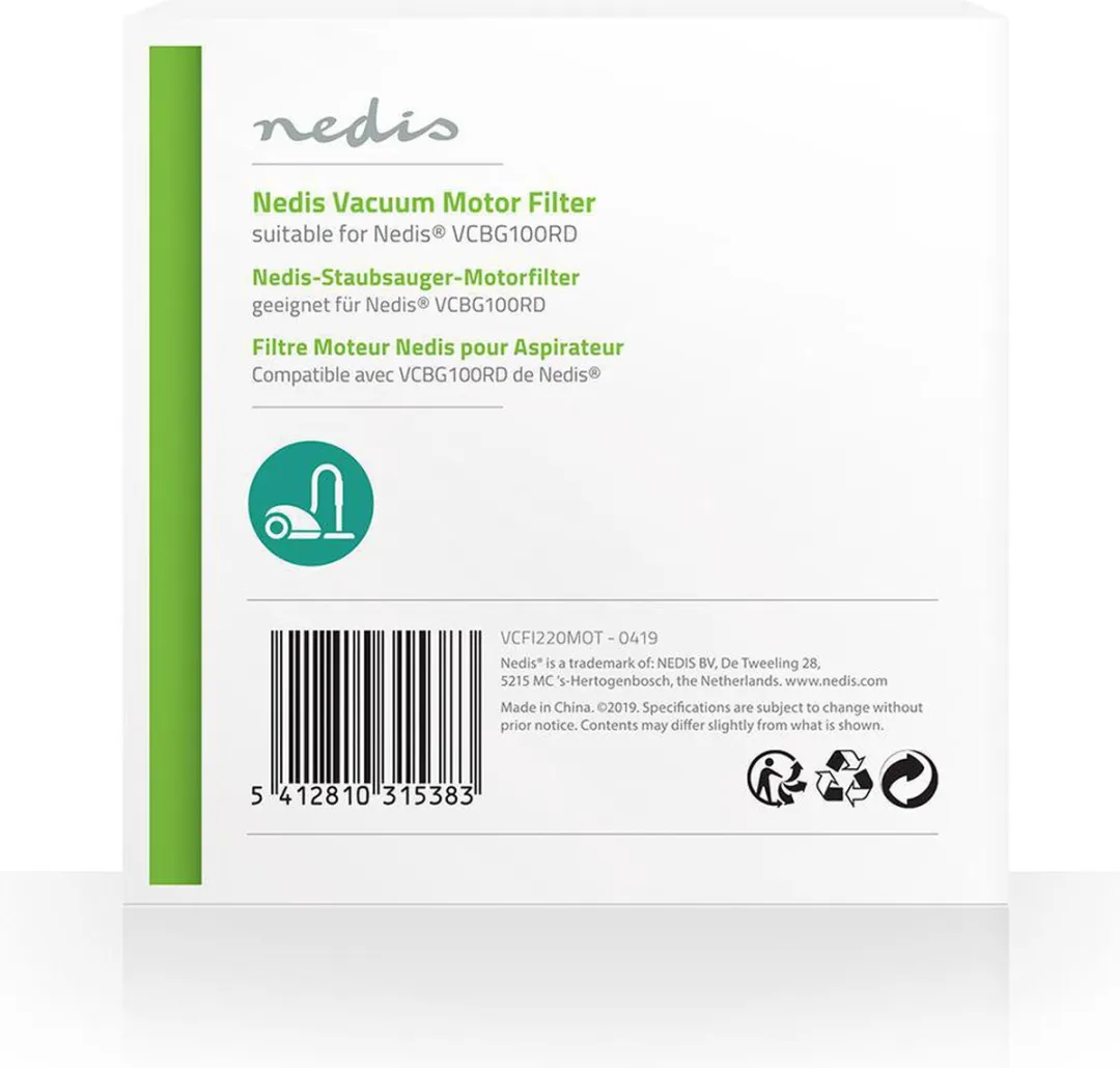 Nedis Motorfilter VCFI220MOT - Stofzuiger - Zwart