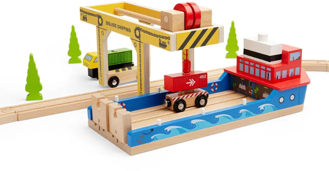 BigJigs Houten Hijskraan Treinaccessoire BJT605 - Multicolor