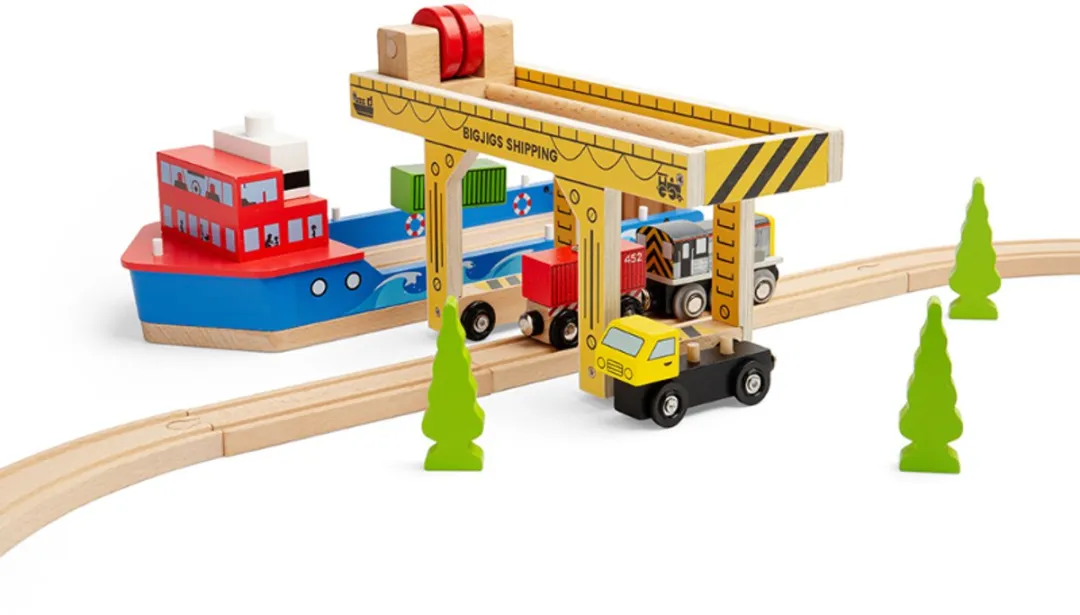 BigJigs Houten Hijskraan Treinaccessoire BJT605 - Multicolor