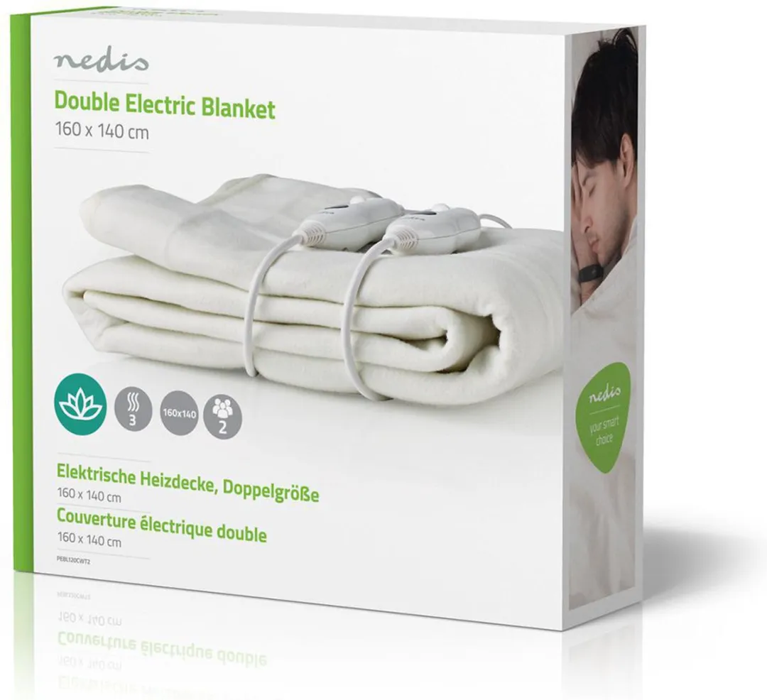Nedis PEBL110CWT2 Elektrische Deken - 2 Personen 160x140cm - 3 Warmtestanden