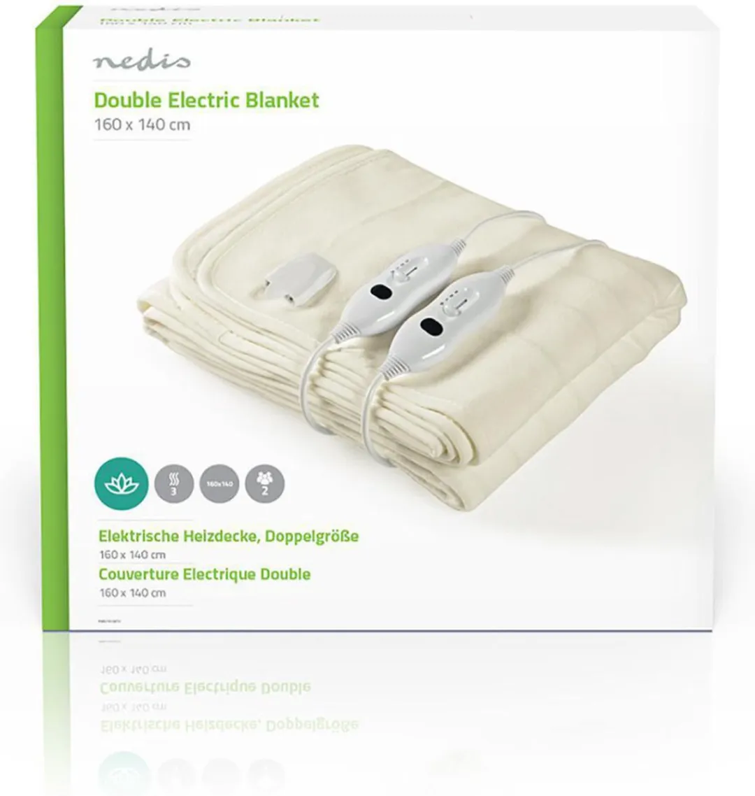 Nedis PEBL110CWT2 Elektrische Deken - 2 Personen 160x140cm - 3 Warmtestanden - afbeelding 6 van 6