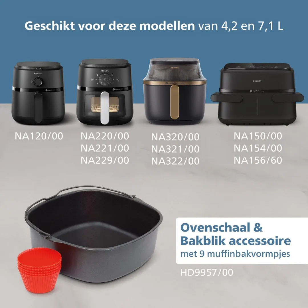 Philips HD9957/00 Bakset XXL - 9 Muffinvormen - Zwart