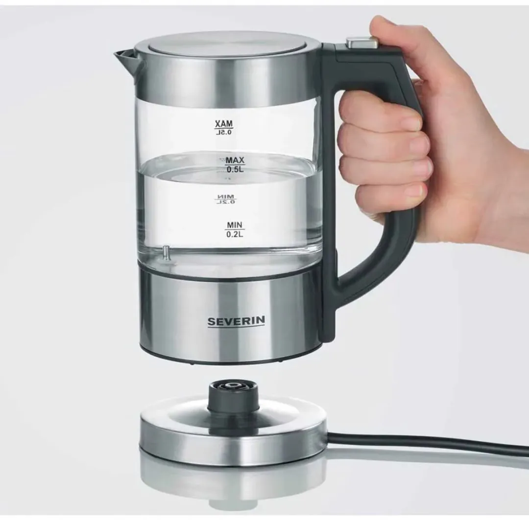 Severin WK 3458 Mini Waterkoker 0,5L - 1100W - RVS/Transparant - afbeelding 6 van 6