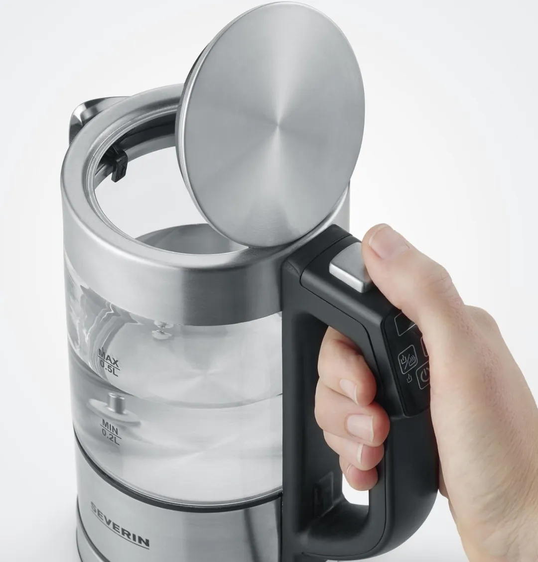 Severin WK 3458 Mini Waterkoker 0,5L - 1100W - RVS/Transparant