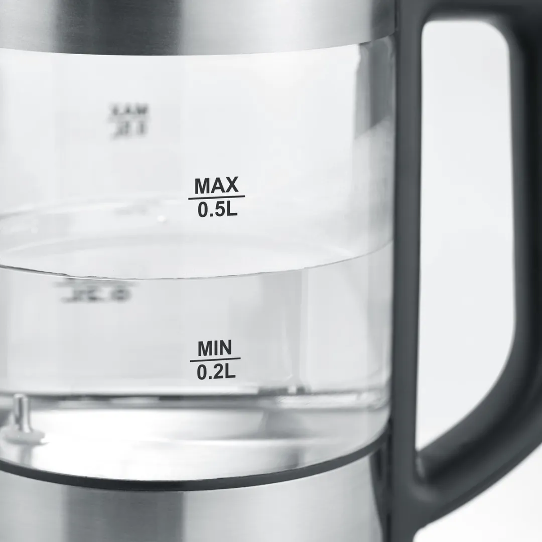 Severin WK 3458 Mini Waterkoker 0,5L - 1100W - RVS/Transparant