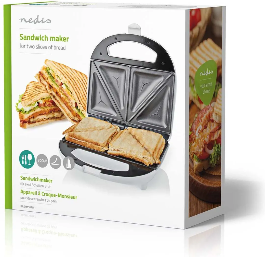 Nedis KASM110FWT Sandwichmaker 700W - 2 Platen - Wit