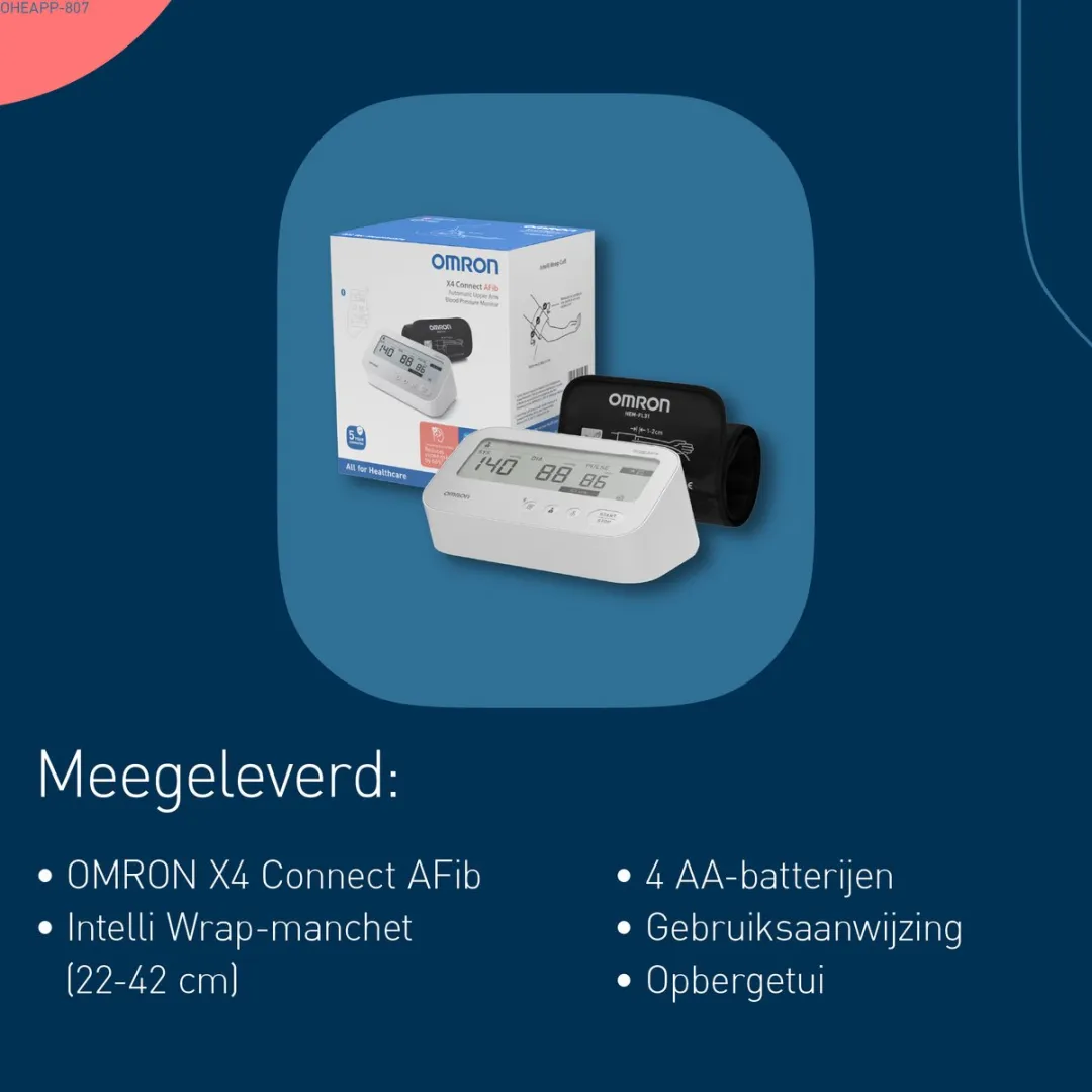 Omron X4 Connect Afib Bloeddrukmeter - Lichtgrijs