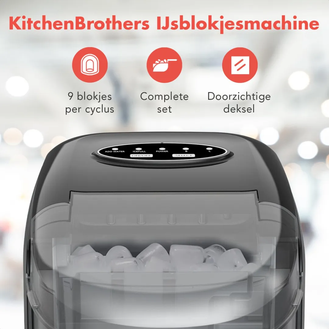 KitchenBrothers KB760 IJsblokjesmachine 12kg/24u - Zwart