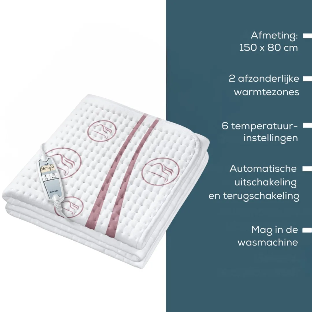 Beurer UB 90 Cosy Elektrische Onderdeken 150x80cm - 2 Zones - Wit