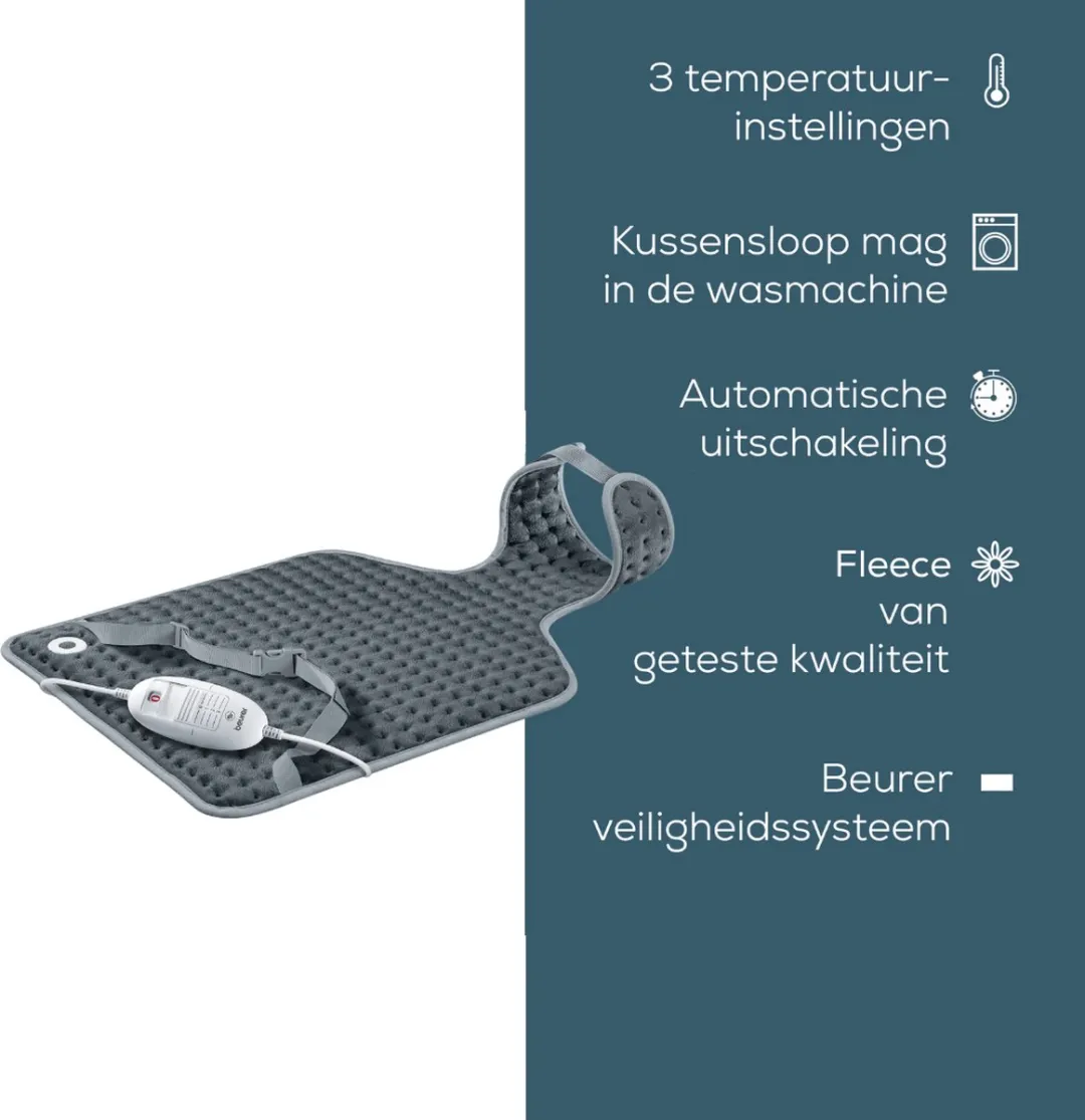 Beurer HK 53 Nek & Rug Warmtekussen – Elektrisch Warmtekussen met 3 Warmtestanden – Ademend & Zacht Fleece – Automatische Uitschakeling – BSS Veiligheidssysteem – Machinewasbaar – 5 Jaar Garantie: exclusief bij Bol.com