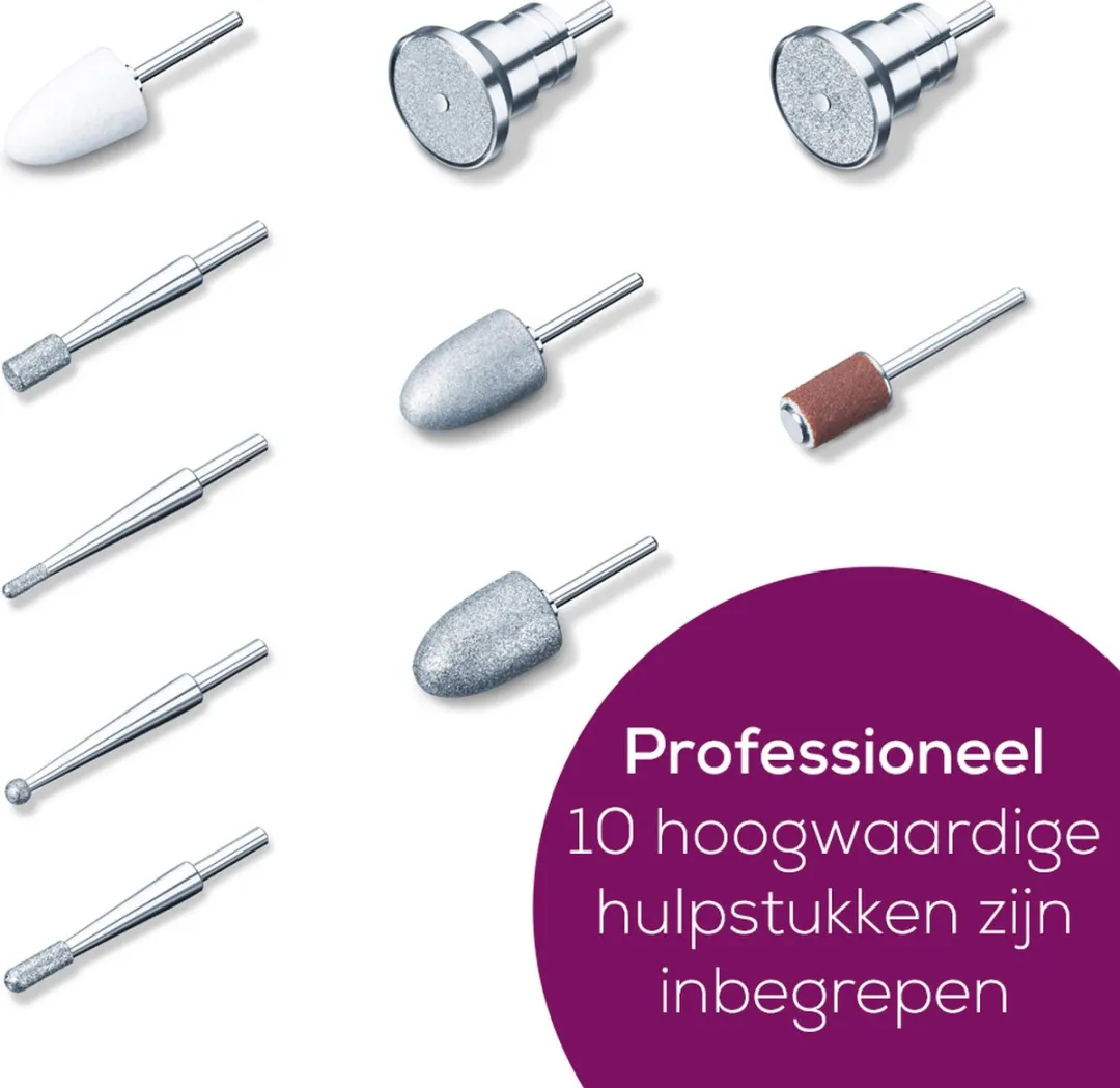 Beurer MP 100 Manicure- en Pedicureapparaat - 20.000 RPM - 10 Opzetstukken - Wit