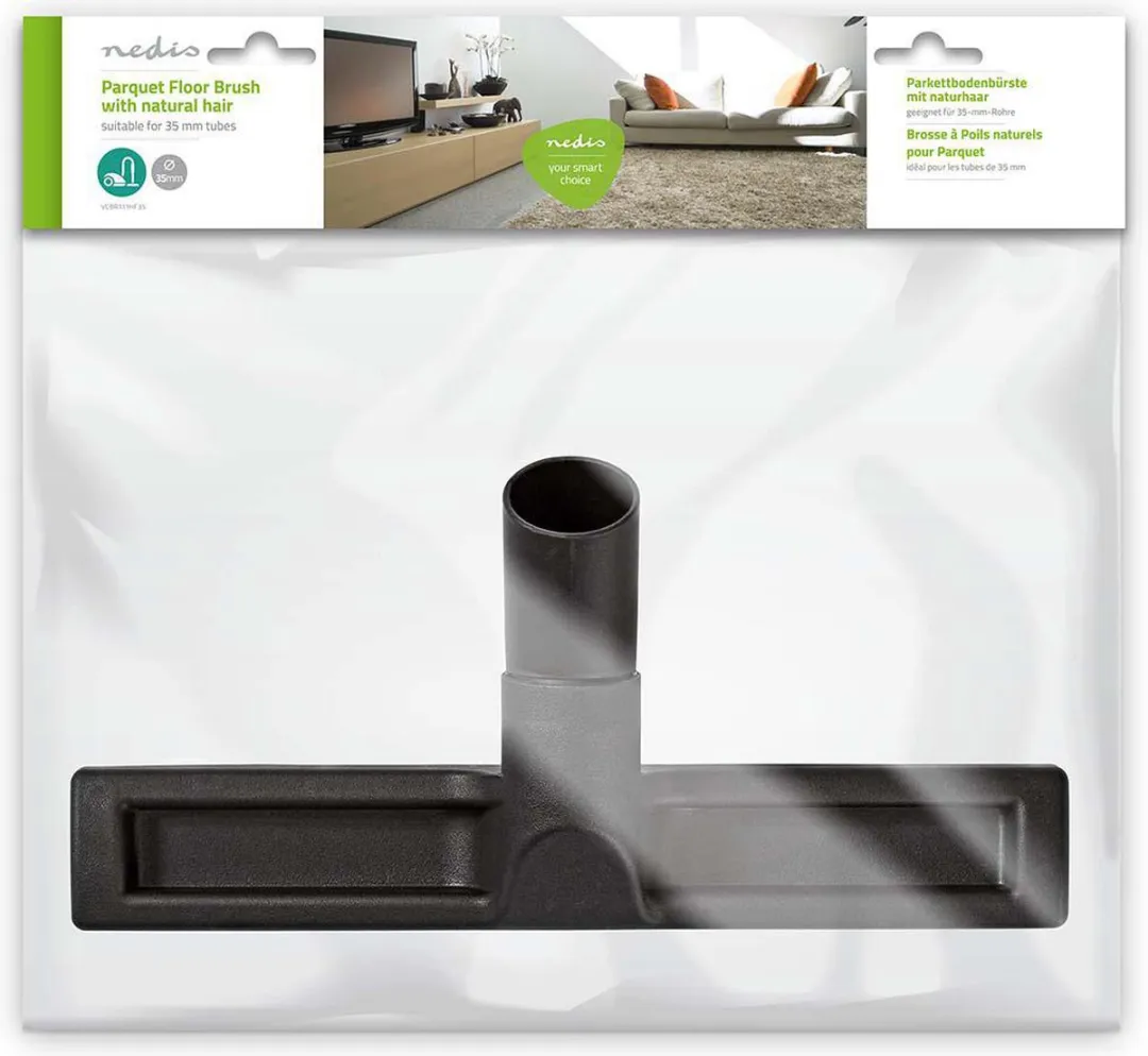 Nedis Parketborstel VCBR111HF35 - Natuurlijk haar - 35mm - Zwart