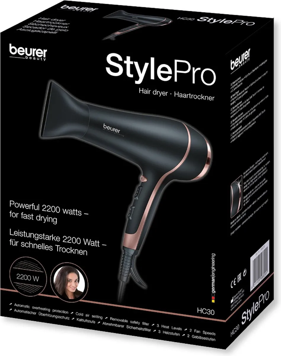 Beurer HC 30 Föhn 2400W - 2 Blaasstanden - 3 Warmtestanden - Zwart/Rosa