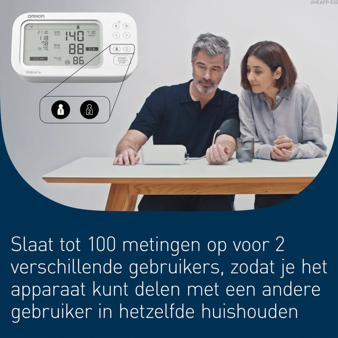 OMRON X7 Smart AFib Bloeddrukmeter voor bovenarm | Check voor AFib bij elke bloeddrukcontrole | Klinisch gevalideerd, inclusief zwangerschap en diabetes | 2 gebruikers | Intelli Wrap Manchet 22-42cm
